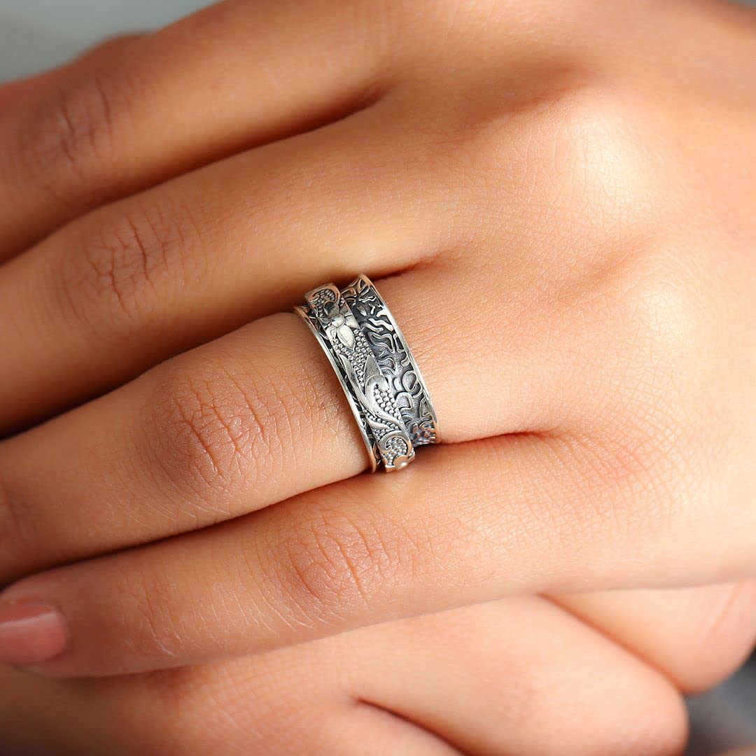 925 Sterling Silver Mom Spinner Ring for Women - Elegant Jewelry Gift for Birthday, Mother's Day & Special Occasions | Perfect for Everyday Wear, Gifting & Stress Relief