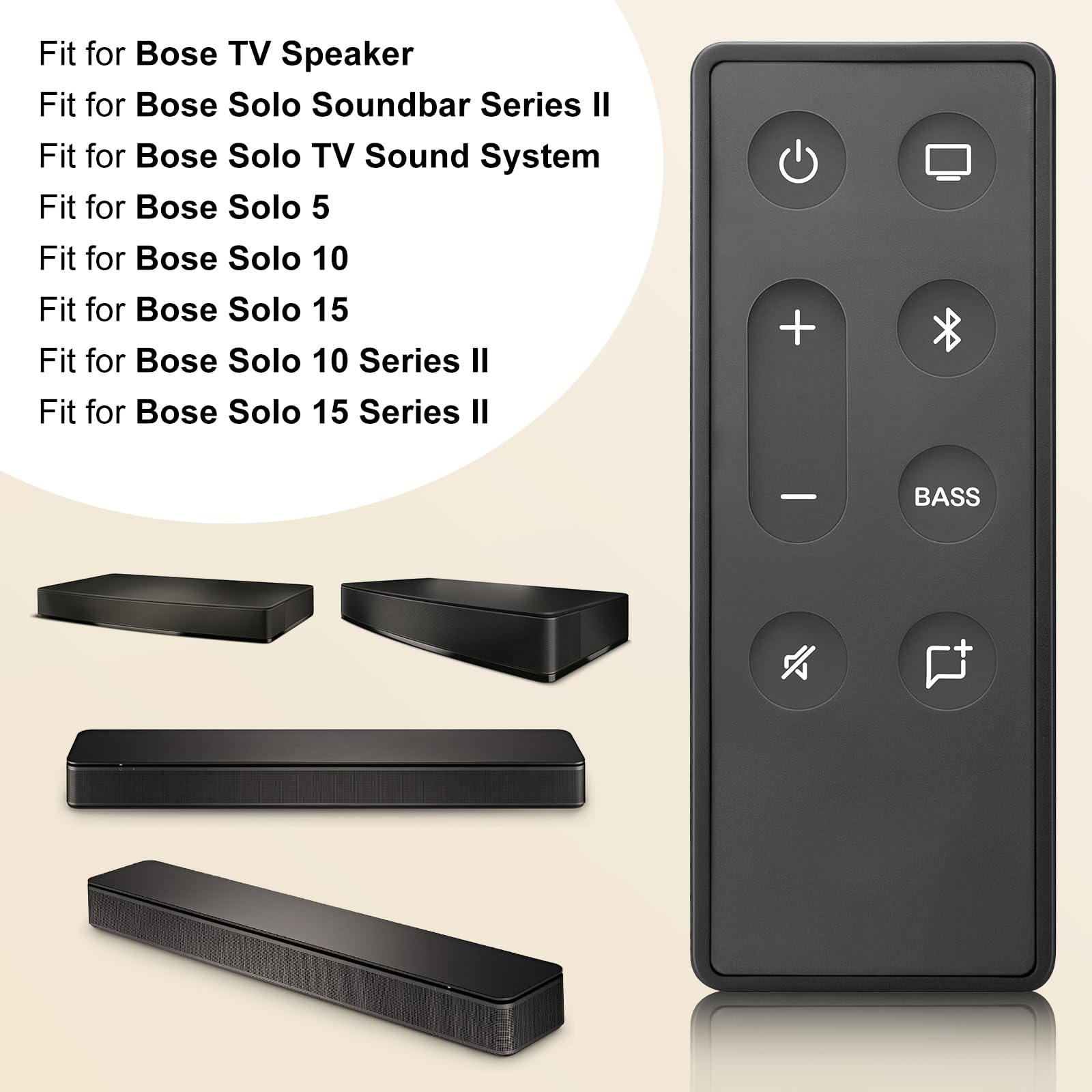 Original Bose TV Speaker & Solo Soundbar Series II Replacement Remote Control - Compatible with Bose Sound Systems for Home Theater & Entertainment Setup