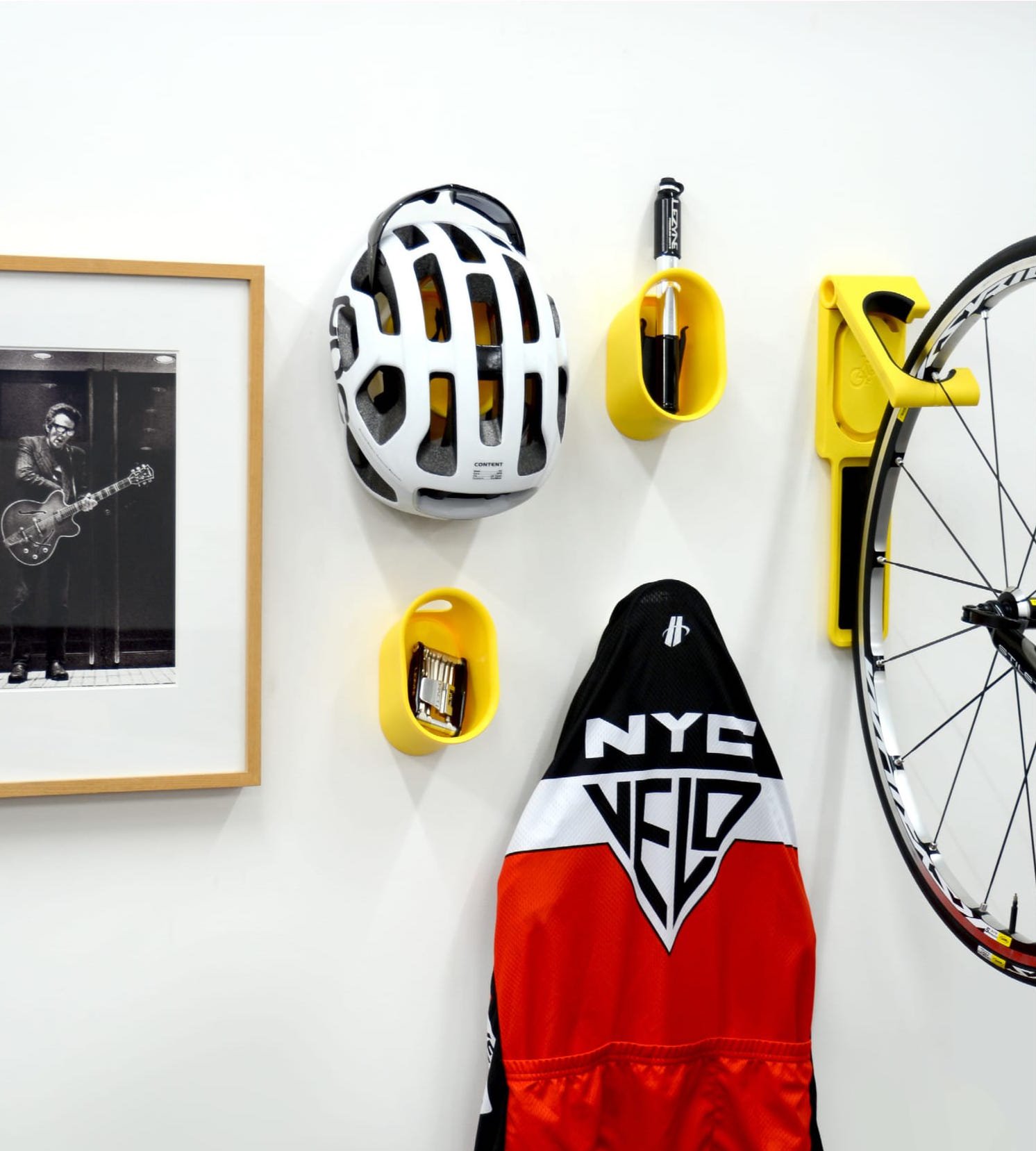 Cycloc Loop - Stylish Wall Mount Helmet & Accessory Organizer for Bikes, Skateboards & Motorcycles - Yellow - Perfect for Garage, Entryway & Small Space Storage