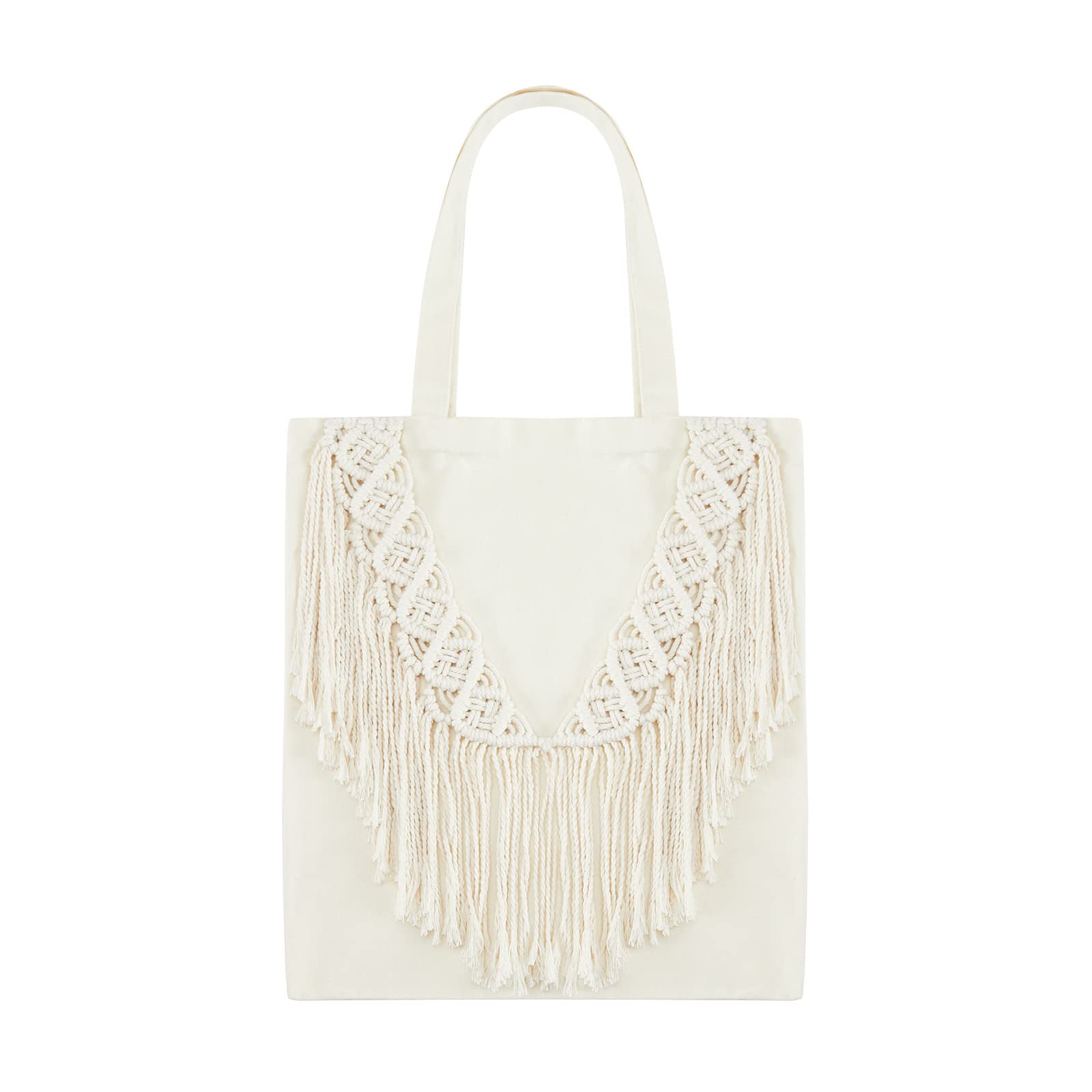 Vintage Women's Handmade Woven Crochet Tote Bag with Tassels - Eco-Friendly Canvas Shoulder Bag for Shopping, Beach & Daily Use