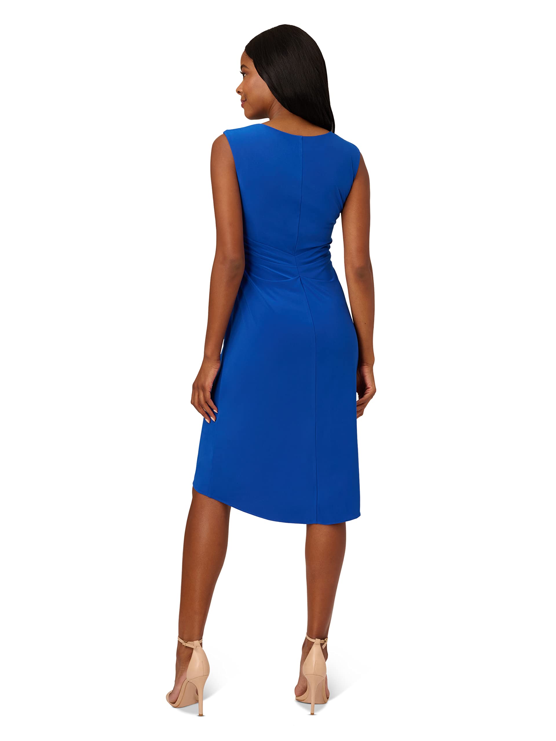 Adrianna Papell Women's Elegant Draped Jersey Asymmetric Cocktail Dress for Evening Parties, Weddings & Special Occasions