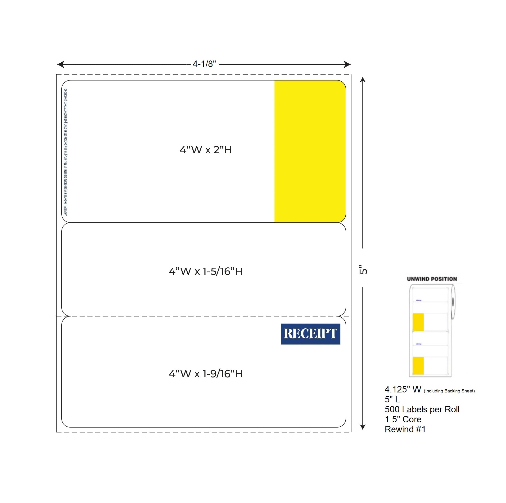 KOVOT Direct Thermal Prescription Labels 4.125
