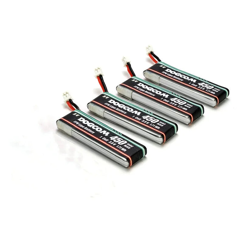 DOGCOM 450mAh 100C 1S 3.8V FPV Lipo Battery BT2.0/PH2.0 Connector - High Performance Drone Battery (4 Pack) for FPV Racing Drones and RC Quadcopters