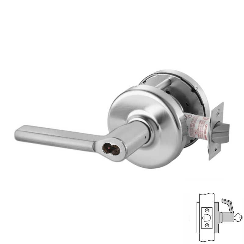 Corbin Russwin CLX3381 102D Cylindrical Lock with Decorative Lever - Classroom & Blank Plate Function - Multiple Core Options - Perfect for Schools, Offices & Commercial Buildings