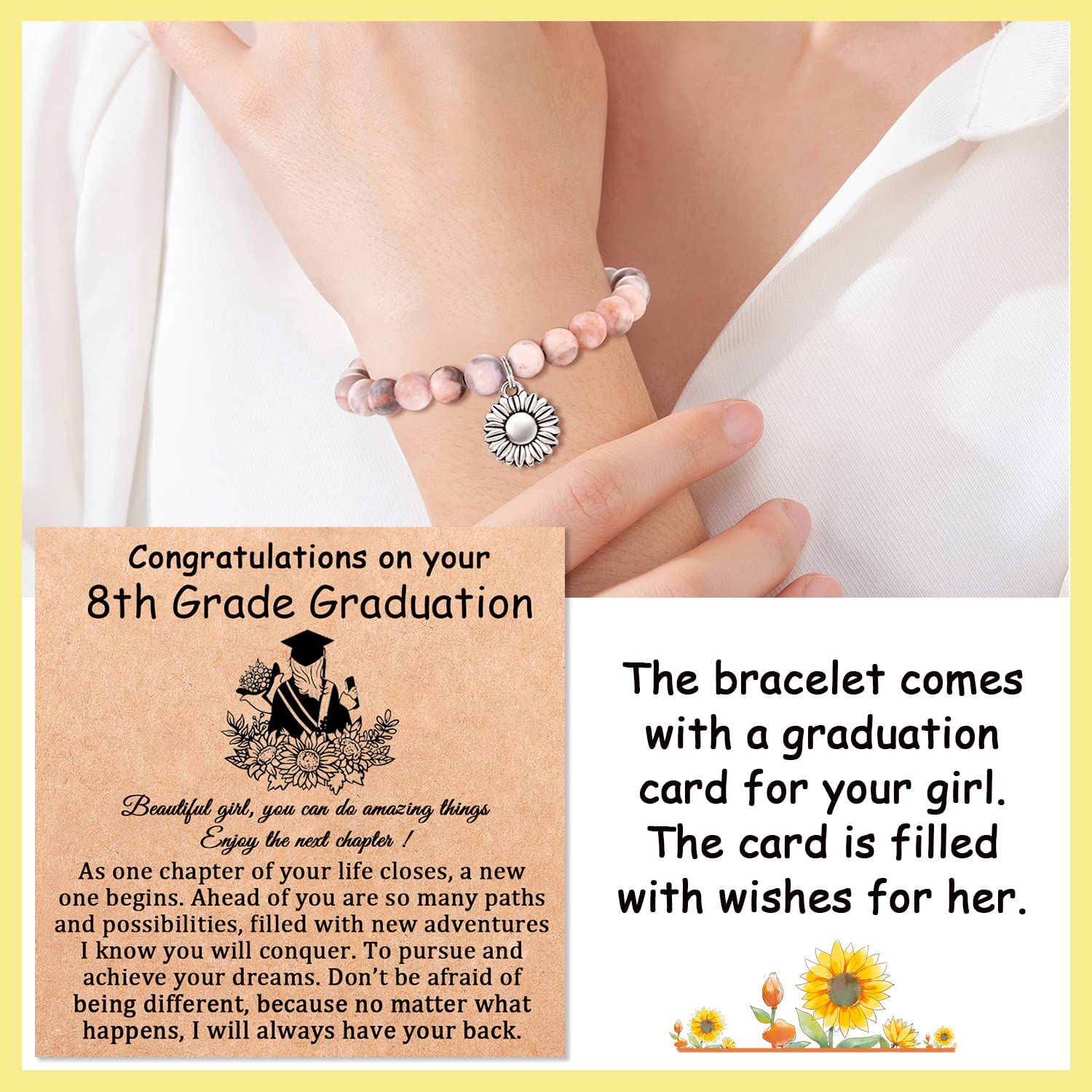 KINGSIN Graduation Bracelet - Elegant Jewelry Gift for Girls, College & High School Graduation (5th Grade, 8th Grade) - Perfect for Commencement Ceremonies & Graduation Parties