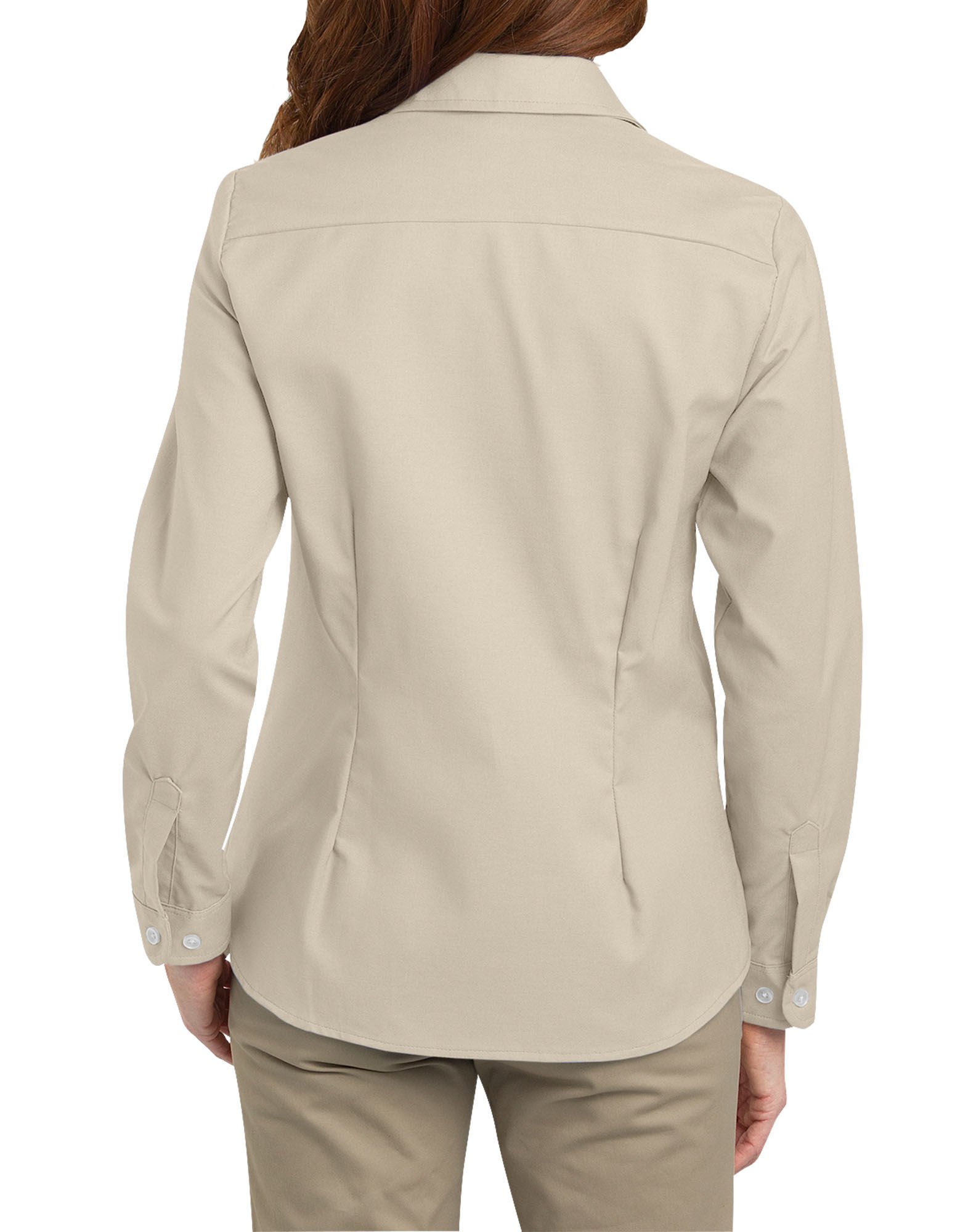 Dickies Women's Long Sleeve Stretch Wrinkle-Resistant Oxford Shirt - White & Blue Stripe, XS - Professional Workwear & Casual Office Attire