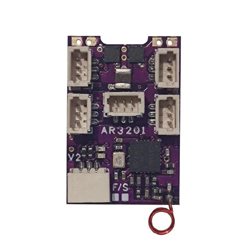 CROSSOVER RX AR3201 S V2.0 6CH Micro Receiver with Built-in 2 Brushed ESCs for Futaba SFHSS - Perfect for RC Cars, Drones, and DIY Robotics Projects