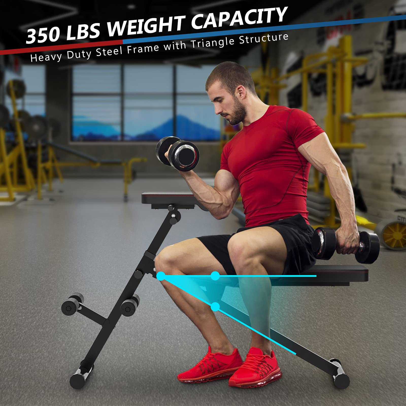 Goplus Adjustable Weight Bench - Foldable Multi-Functional Exercise Bench for Strength Training, Core Workouts, Leg Exercises, Sit Ups & Push Ups - Perfect for Home Gym & Personal Fitness Training (Black)