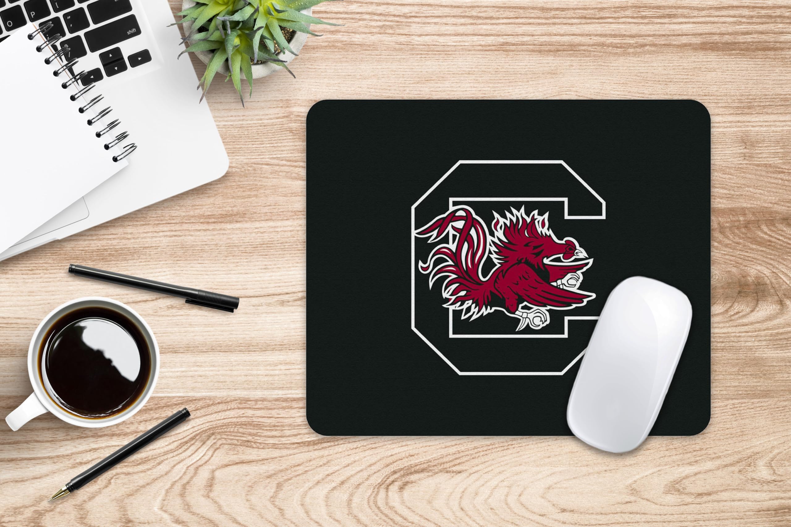 Premium Fabric Mouse Pad - University of South Carolina Gamecocks Logo & Floral Pink Design - Non-Slip Base for Office, Gaming & College Dorm Setup