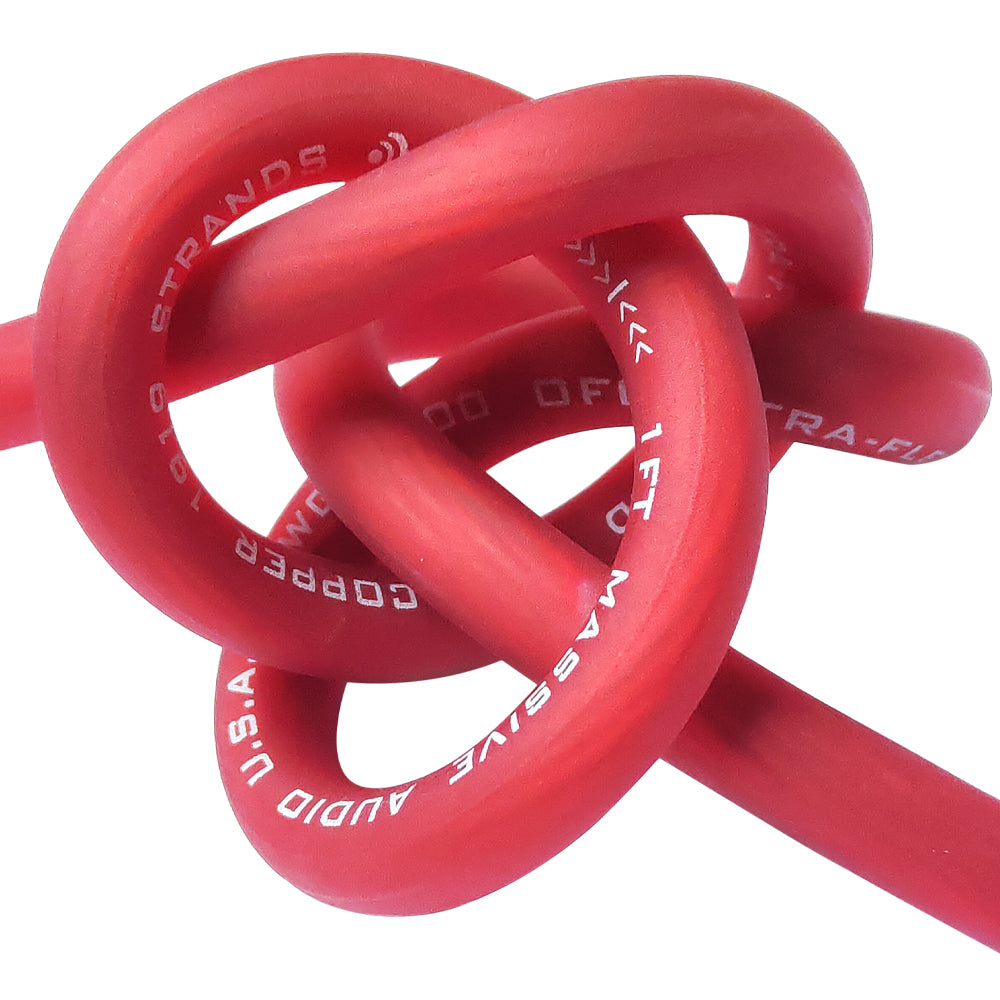 50FT 0 AWG Pure Copper Oxygen-Free Silver Tinned Twisted Wire Spool - Red - Ideal for Car Audio, Solar Power & Marine Electrical Wiring