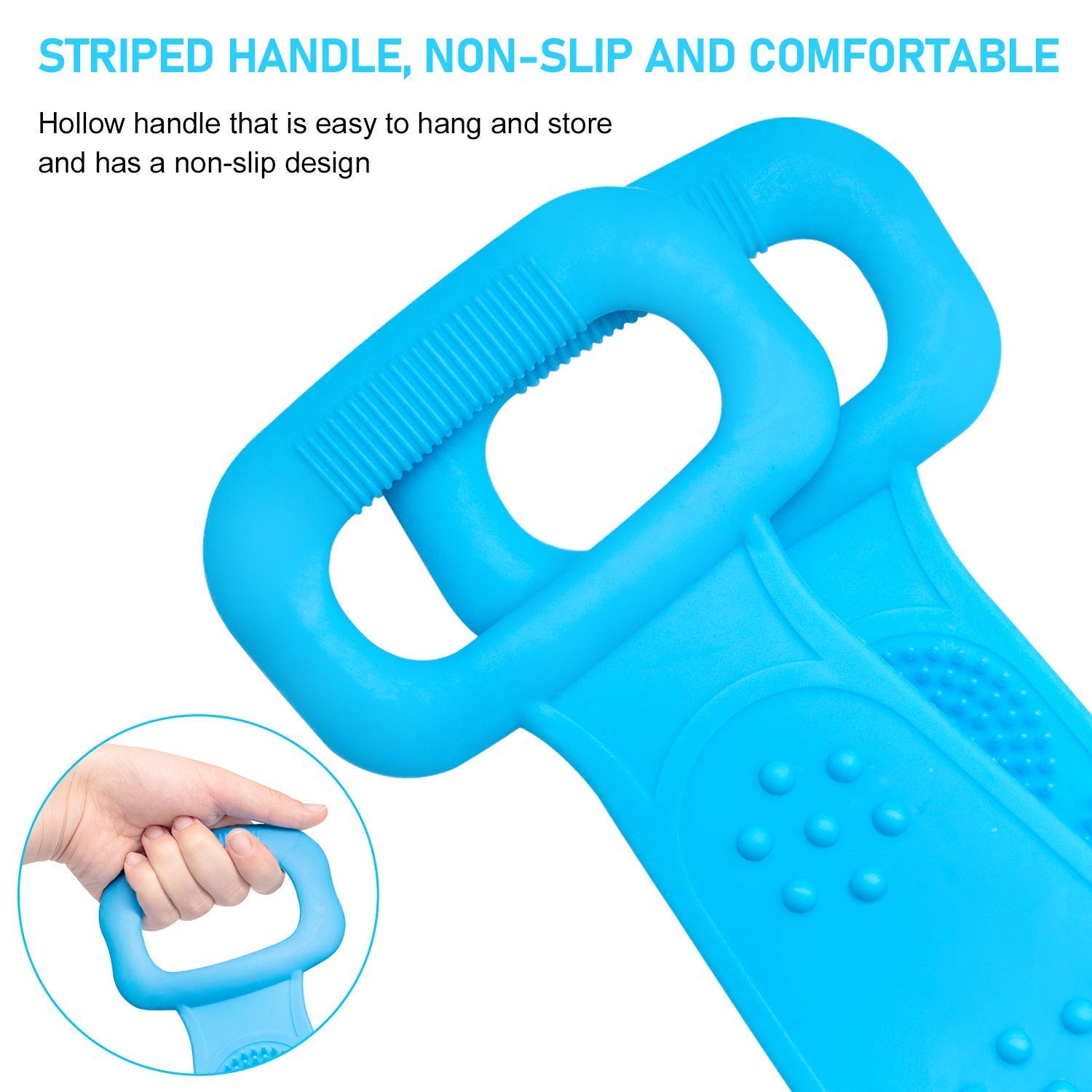 Sozzumi Silicone Back Scrubber - Double Sided Bath Brush for Men & Women - Dead Skin Removal & Massage for Shower & Spa