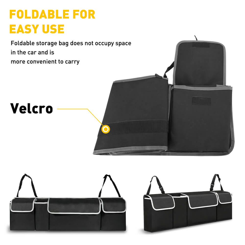 Large Capacity Waterproof Universal Car Trunk Organizer - Durable Space Saving Hanging Car Storage for SUV, Sedan & Minivan | Perfect for Road Trips, Grocery Shopping & Travel Accessories