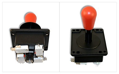 Happ Competition Style Arcade Joystick with RED Switchable 8-Way to 4-Way Operation - Elliptical Red Handle for Classic Arcade Gaming & DIY Arcade Cabinet Builds