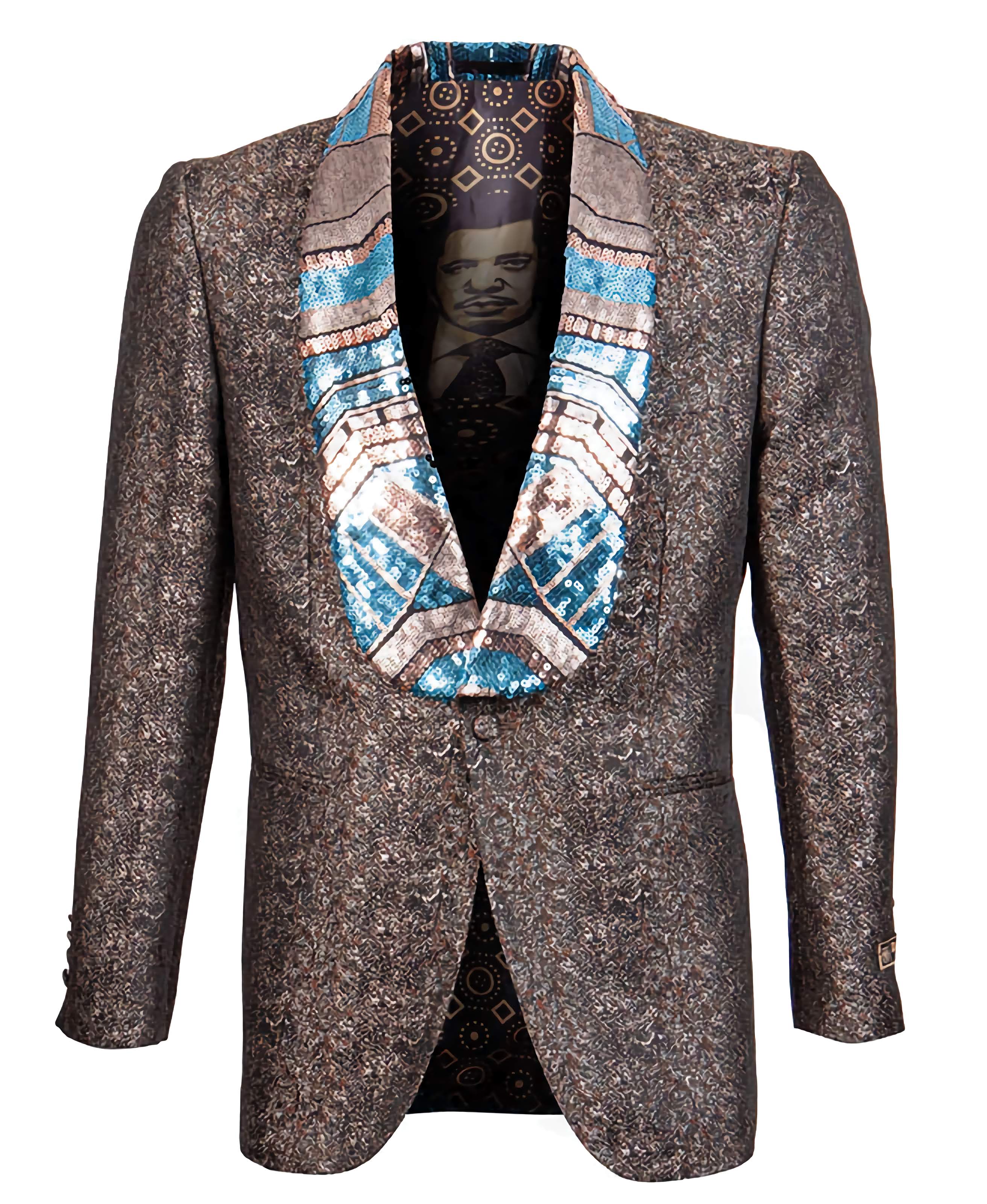 Elegant Brown Slim Fit Satin Shawl Lapel Blazer - Limited Edition Men's Formal Jacket for Weddings, Business Meetings & Special Occasions