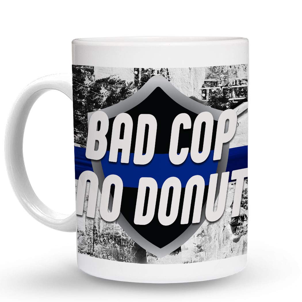 BAD COP NO DONUT Police Themed 11 Oz Coffee Mug - Funny Cop Gift Novelty Ceramic Cup for Coffee, Tea & Hot Drinks - Perfect for Police Officers, Law Enforcement Appreciation & Office Humor