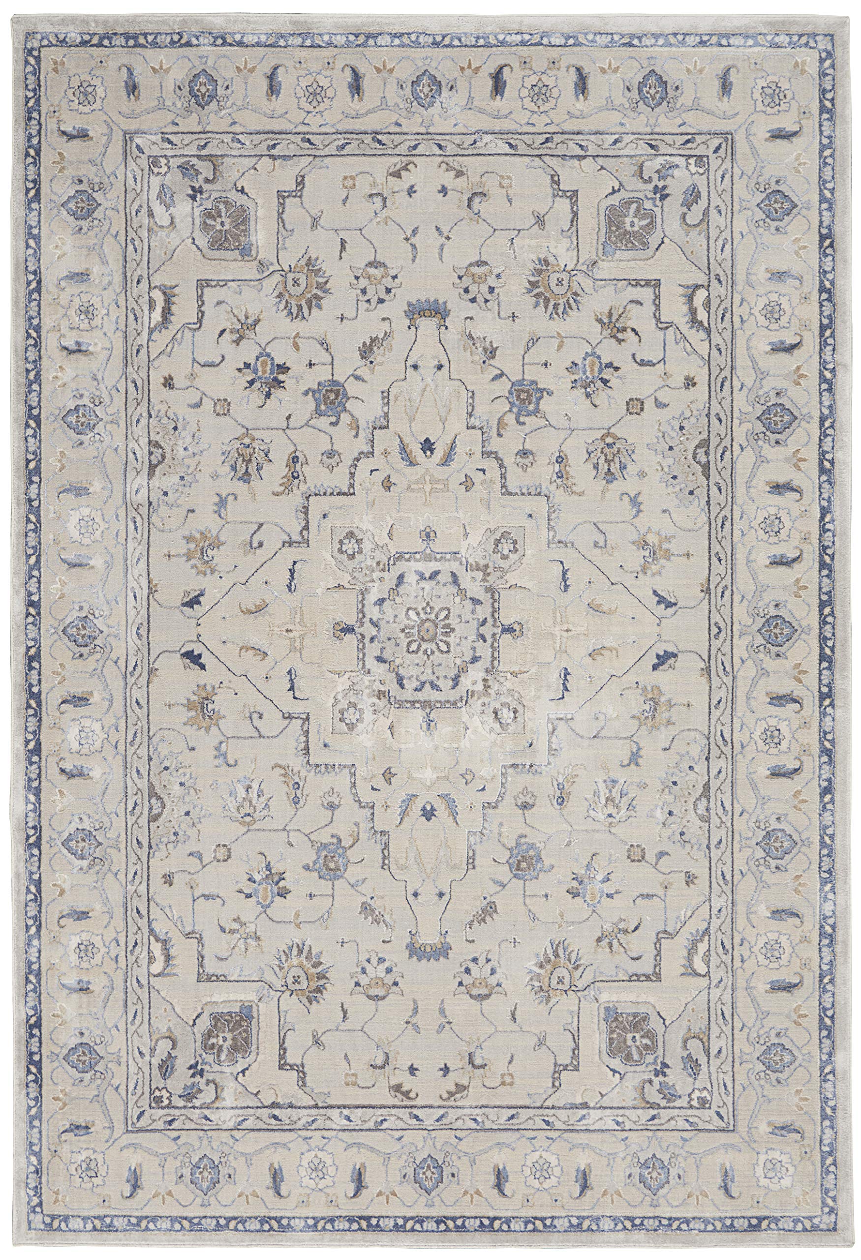 Nourison Sleek Textures Traditional Ivory/Grey 5'3