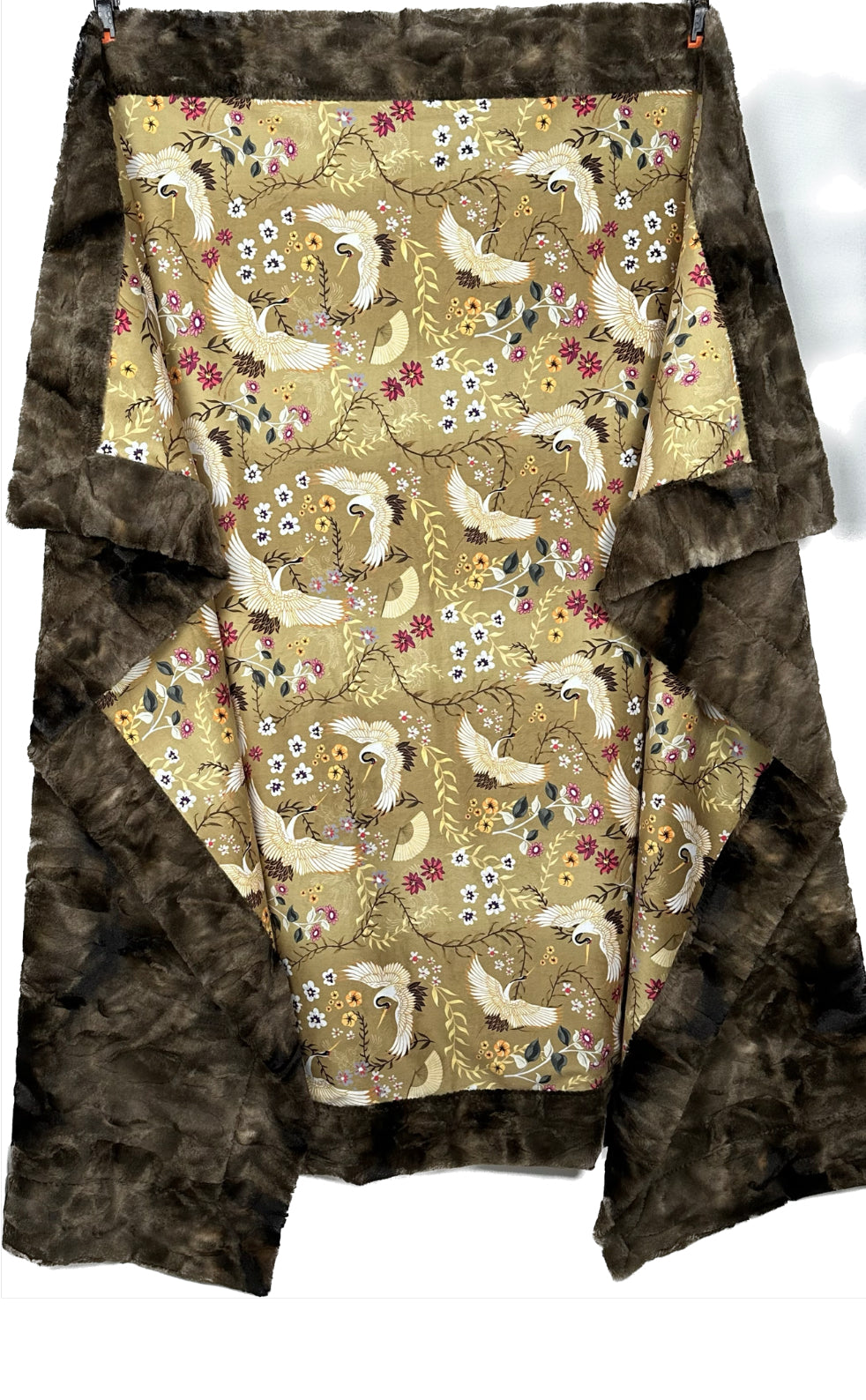 Premium Brown Rabbit Tie Dye Blanket with Crane & Floral Design - 54x76 Inches Soft Spoonflower Fabric for Adults | Perfect for Bedroom Decor, Cozy Sofa Throw, and Gift Giving