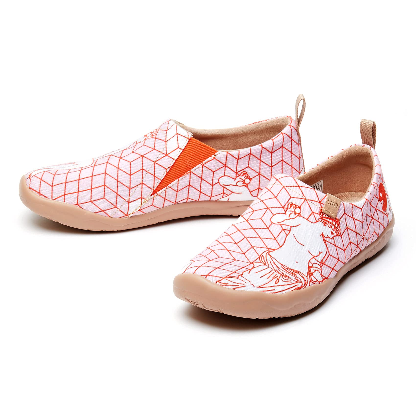 UIN Women's Slip On Sneakers - Comfortable Knit Loafers with Artistic Paint Design | Soft Walking Shoes for Women | Perfect for Casual Wear, Travel & Everyday Comfort
