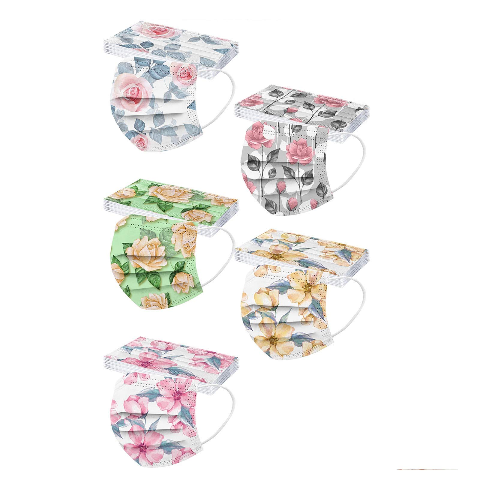 Floral Disposable Face Masks for Adults - 3-Ply Breathable Rabbit Easter Egg Design - Protective Face Coverings for Spring, Easter Celebrations & Outdoor Activities