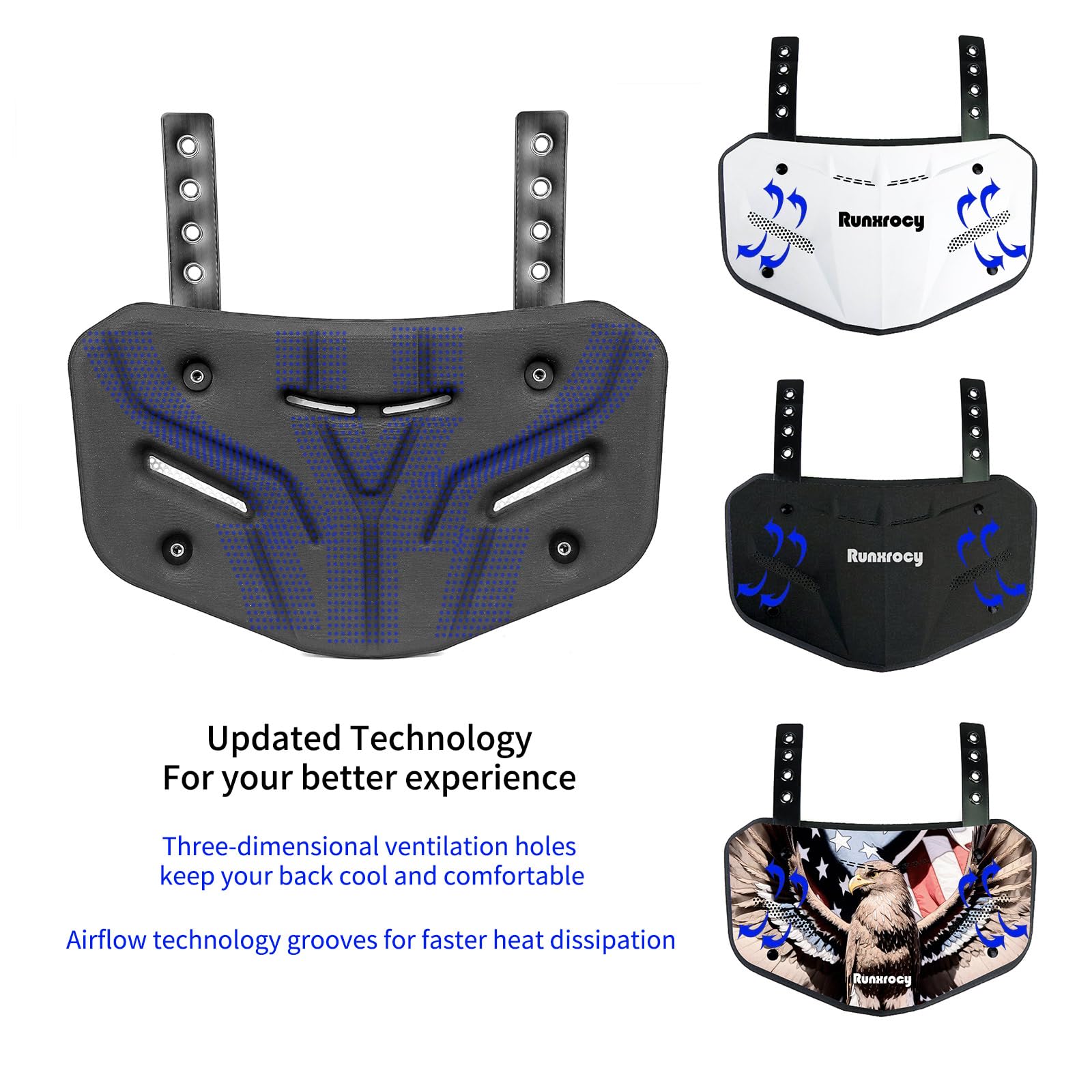 Runxrocy Football Back Plate - Adult Back Protection Pads for Football Players - Rear Protective Gear for Training & Games - Durable Safety Equipment for Tackles & Contact Sports