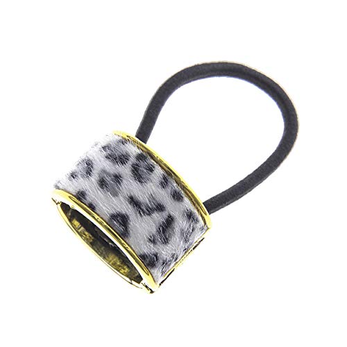 Stretchy Elastic Ponytail Cuff Holder for Women & Girls - Medium Thick Hair Wrap - Snow Leopard Print Hair Tie - Perfect for Workouts, Yoga, and Everyday Styling
