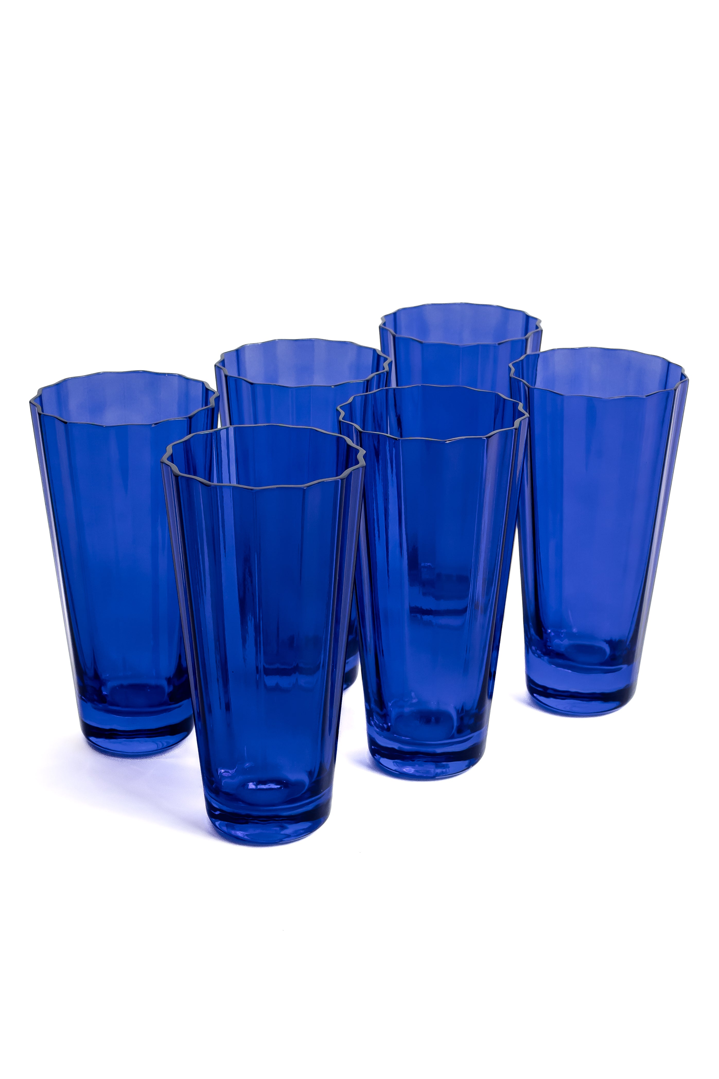 Estelle Colored Sunday Highball Glasses Set of 6 - Royal Blue | Elegant Drinkware for Cocktails, Iced Tea & Entertaining