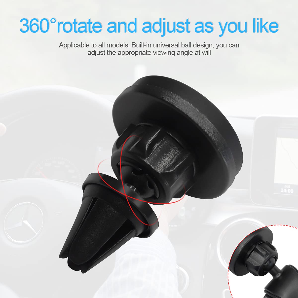360° Rotatable Car Magnetic Phone Holder for Air Vent - Compatible with iPhone, Samsung - Perfect for Driving & Navigation
