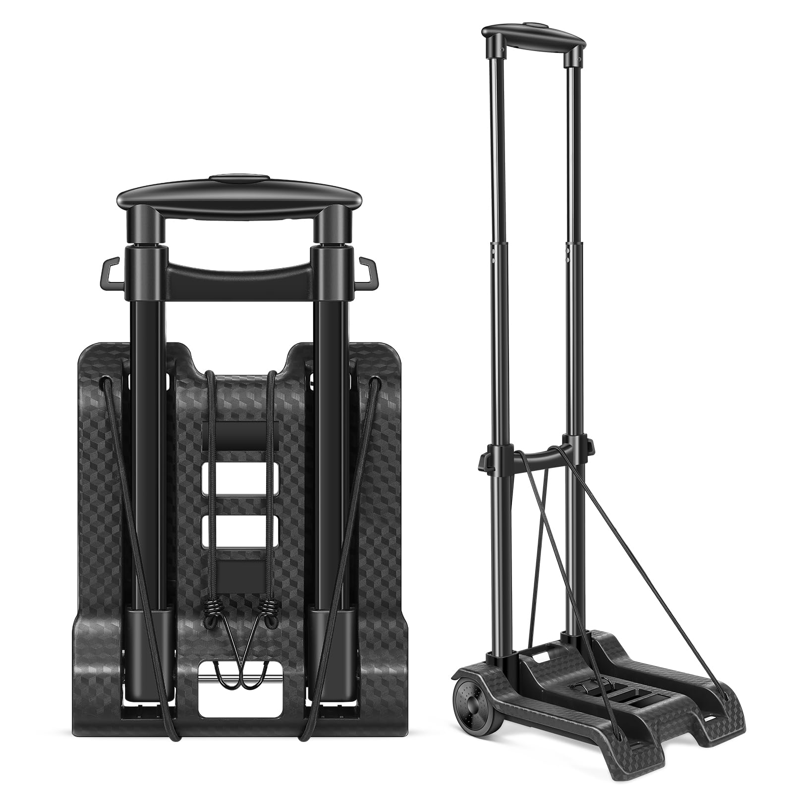 Small Folding Hand Truck with 2 Wheels - Portable Luggage Cart & Upgraded Trolley Dolly for Travel, Shopping, Office & Airport Use | Compact Foldable Design for Easy Storage & Transport