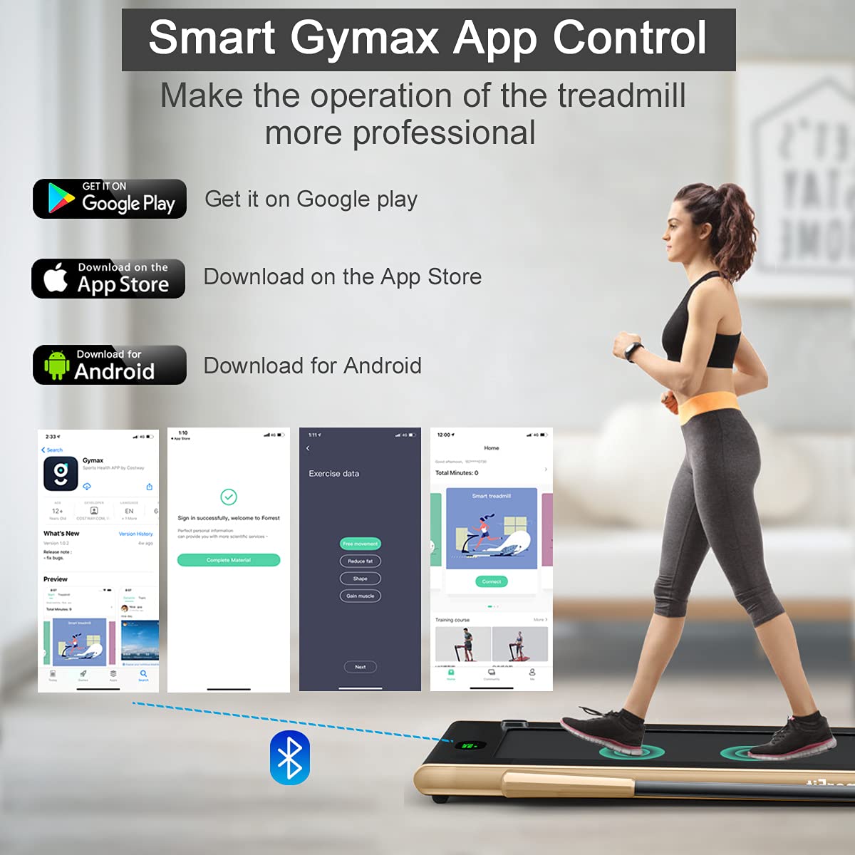 GYMAX Foldable Under Desk Treadmill with LED Display & Remote Control - Portable Walking Pad for Home Office, Standing Desk & Small Spaces - Smart App Enabled Compact Treadmill for Indoor Walking & Light Jogging