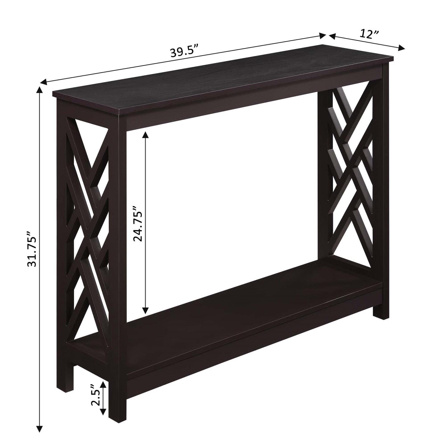 Convenience Concepts Titan Console Table with Shelf - Espresso Finish Entryway Sofa Table for Living Room, Hallway & Bedroom Decor