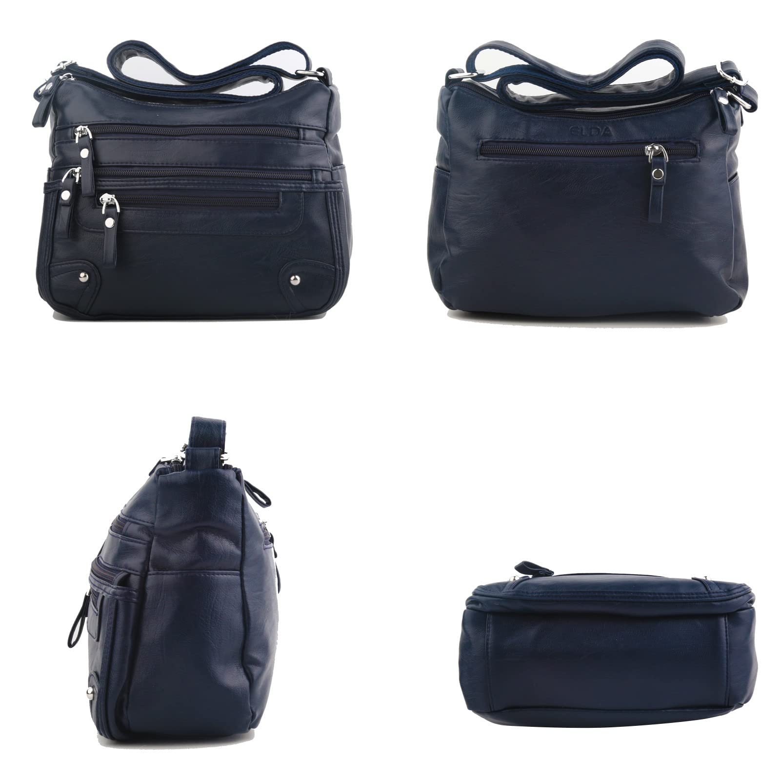 ELDA 10-Pocket Crossbody Purse for Women - Lightweight Medium Shoulder Bag with Multiple Pockets - Perfect for Travel, Shopping & Everyday Use