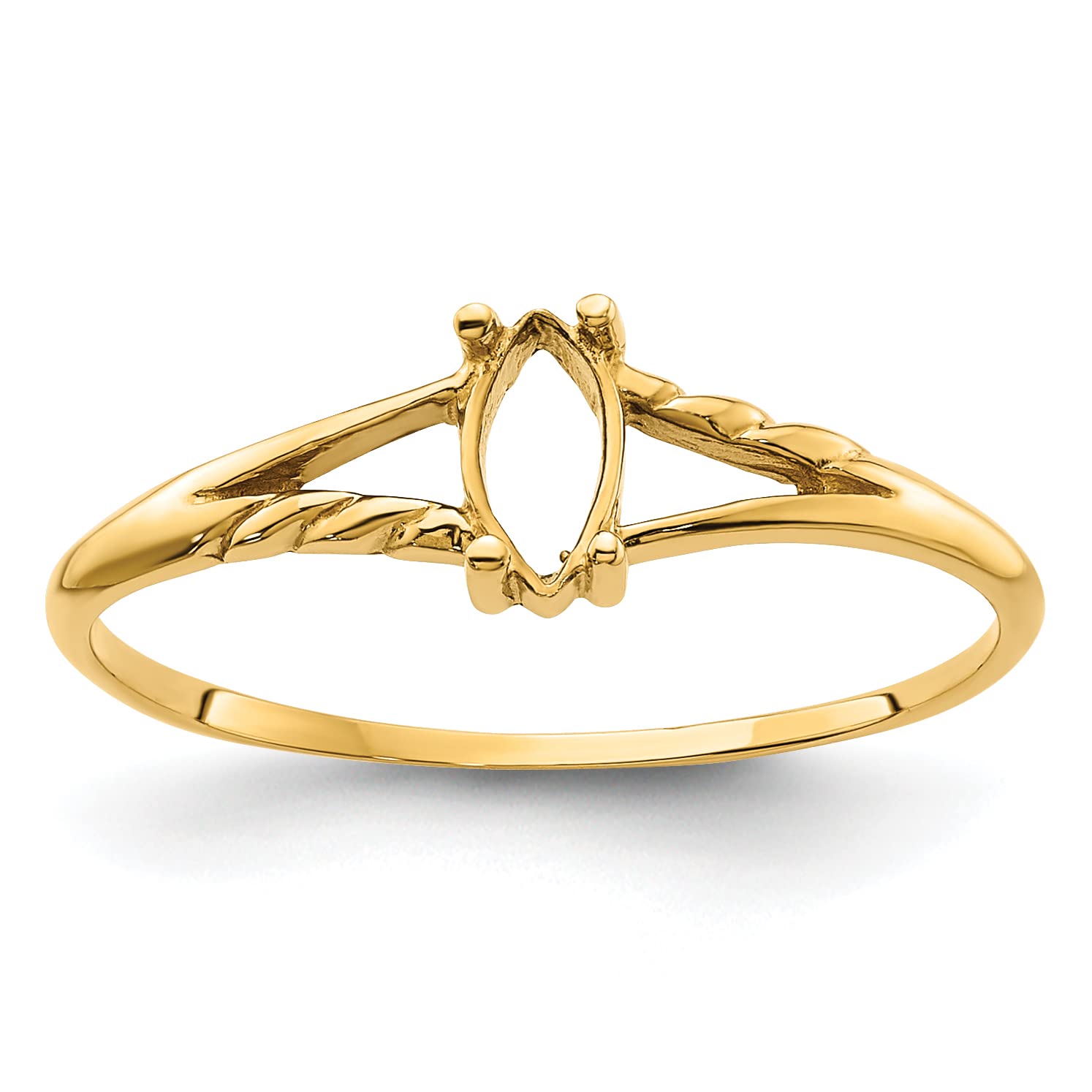 14K Yellow Gold Birthstone Ring Mounting - Size 7.0, No Stones Included - Perfect for Custom Jewelry, Anniversary Gifts & Personalized Birth Month Rings