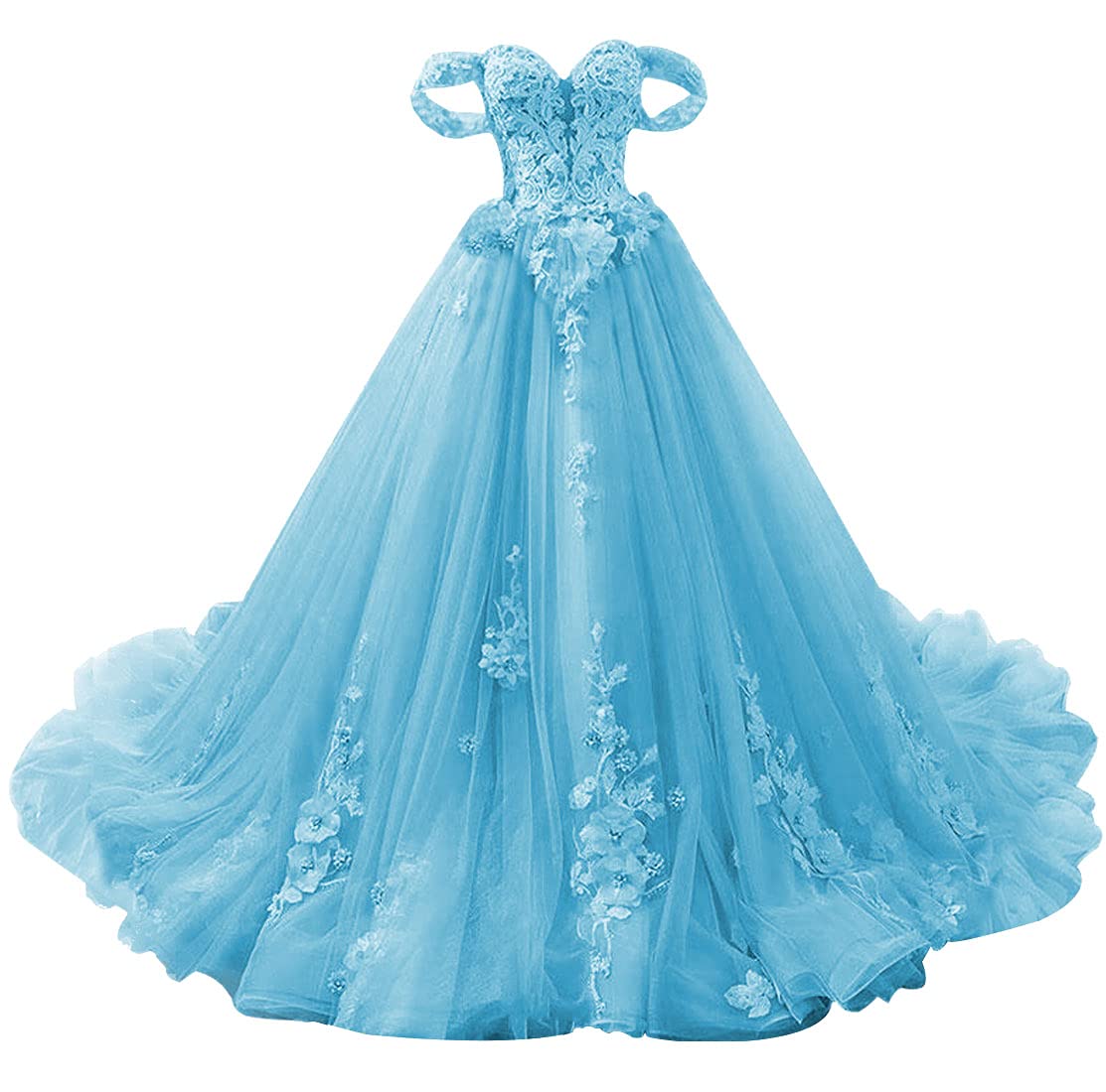 Elegant Off Shoulder Lace Quinceanera Dress - Long Tulle Formal Evening Gown for Prom, Homecoming & Special Occasions | Princess Style Prom Dresses for Women & Teens