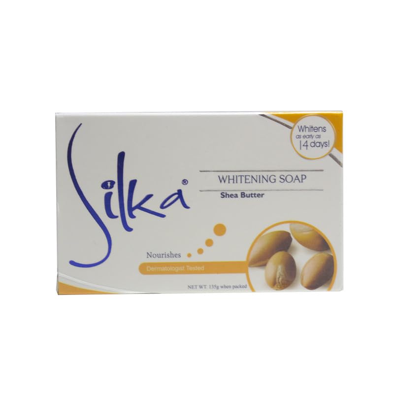 Silka Shea Butter Whitening Soap - Natural Skin Lightening & Brightening Bar for Face & Body - Pack of 1 - Perfect for Daily Skincare Routine & Dark Spot Treatment