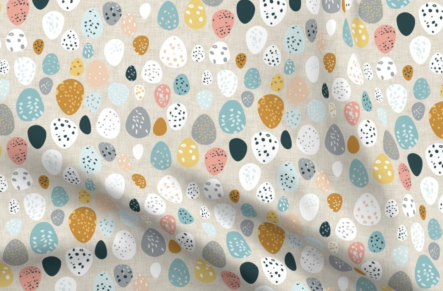 Eggs Fawn Egg Bird Mustard Duck Blue Easter Printed Velvet Fabric by The Yard - Spoonflower Upholstery & Home Decor Fabric for DIY Projects, Curtains, Pillows, and Apparel