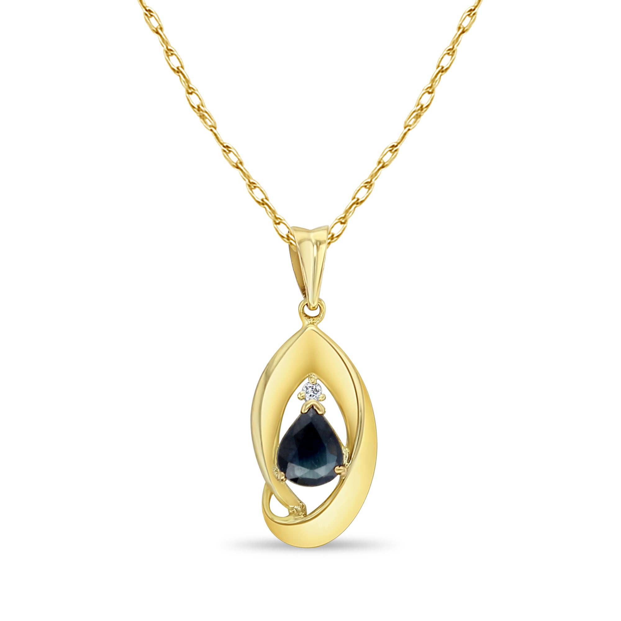 14K Yellow Gold Sapphire Diamond Necklace for Women - Elegant Bridal Jewelry, Anniversary Gift, Valentine's Day Present - Perfect for Weddings, Parties & Special Occasions