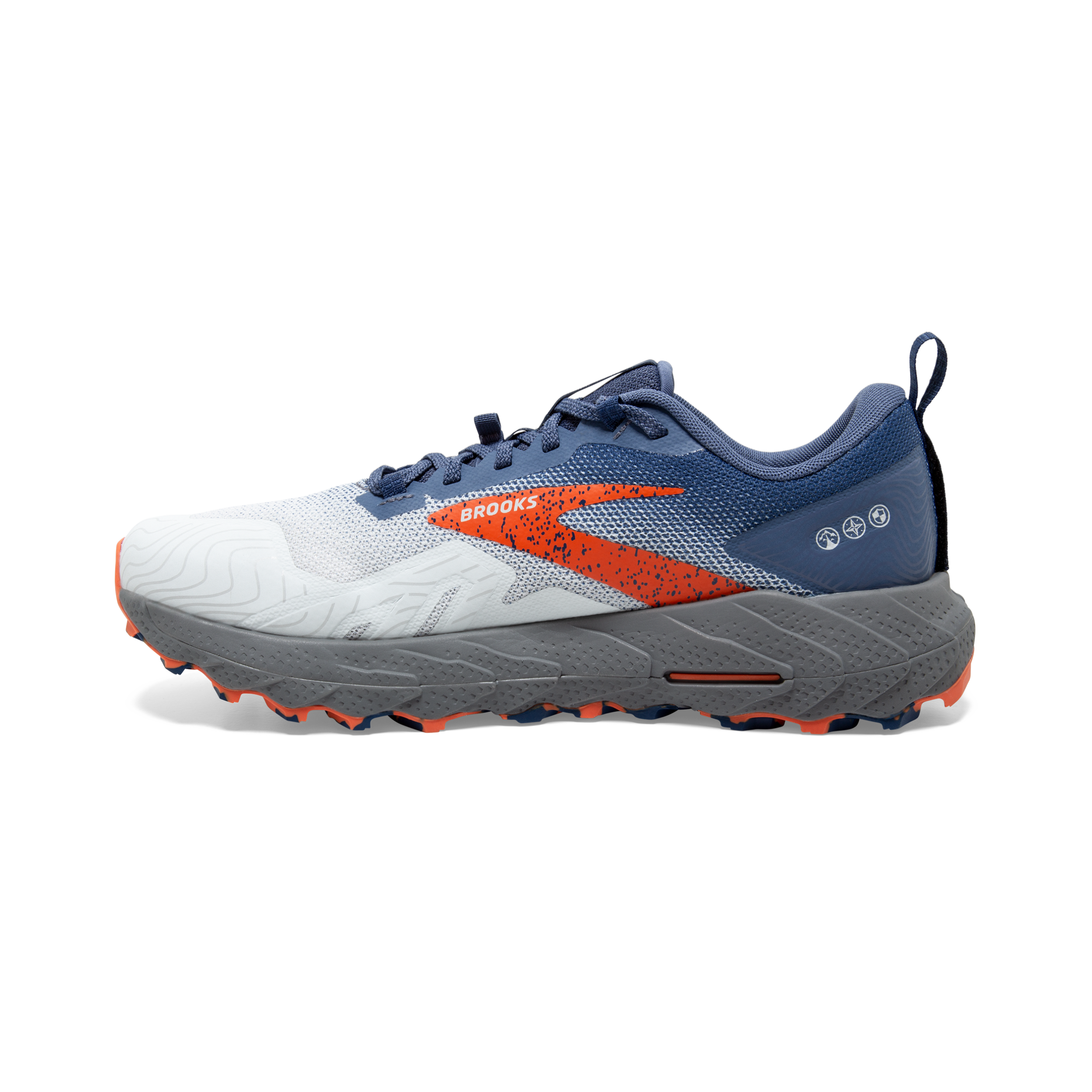 Brooks Cascadia 17 Trail Running Shoes for Men - Wide 2E Width - Blue/Navy/Firecracker Color - Durable Cushioning for Hiking & Outdoor Adventures