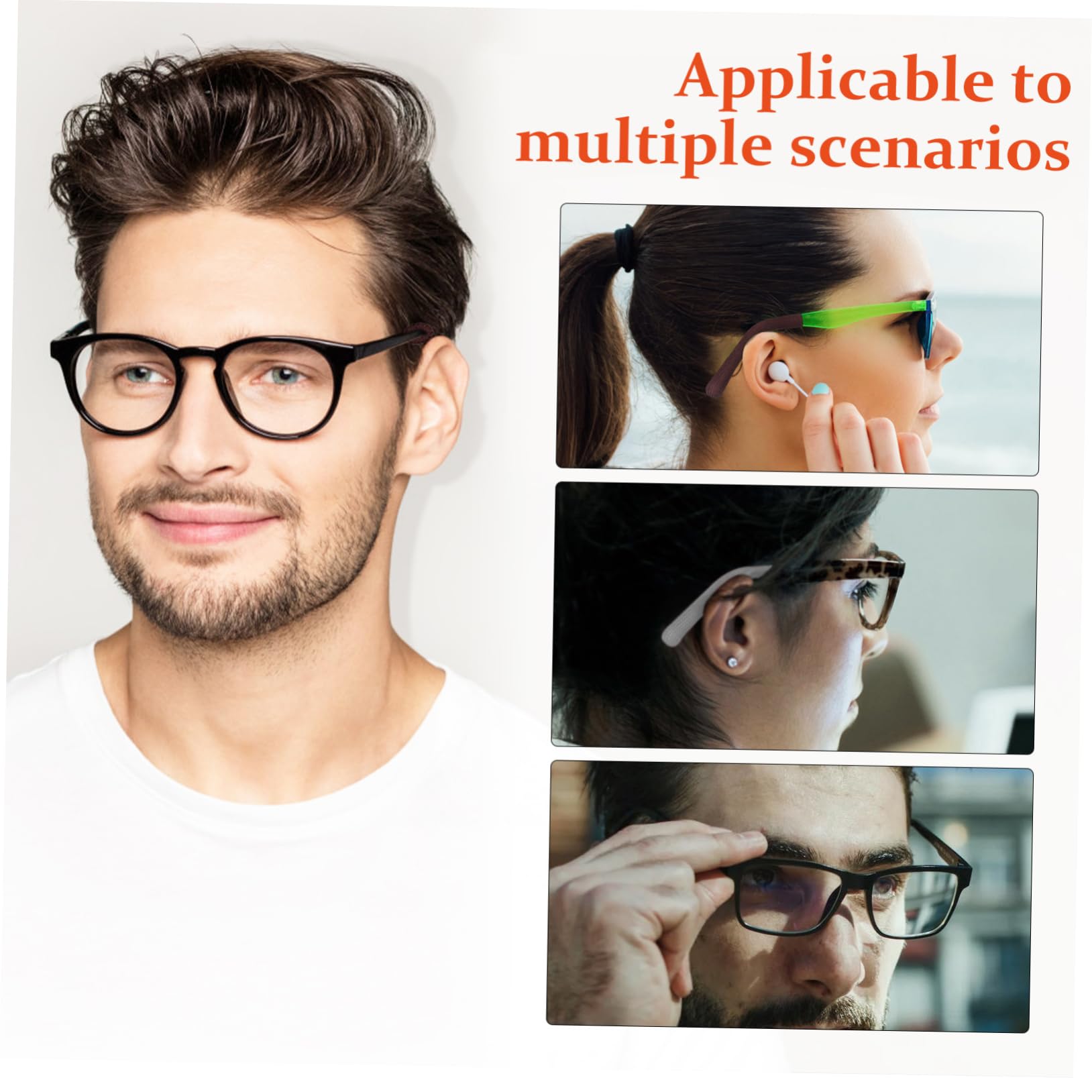 Healvian 12 Pairs Glasses Arm Covers - Soft Ear Pads & Anti-Slip Hooks for Eyeglasses - Comfortable Eyewear Accessories for Reading, Driving & Daily Use