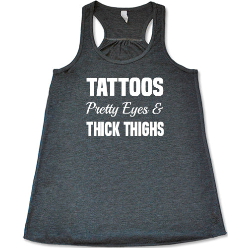 Trendy Tattoos Pretty Eyes Thick Thighs Graphic T-Shirt - Casual Streetwear for Women | Perfect for Concerts, Parties & Everyday Fashion