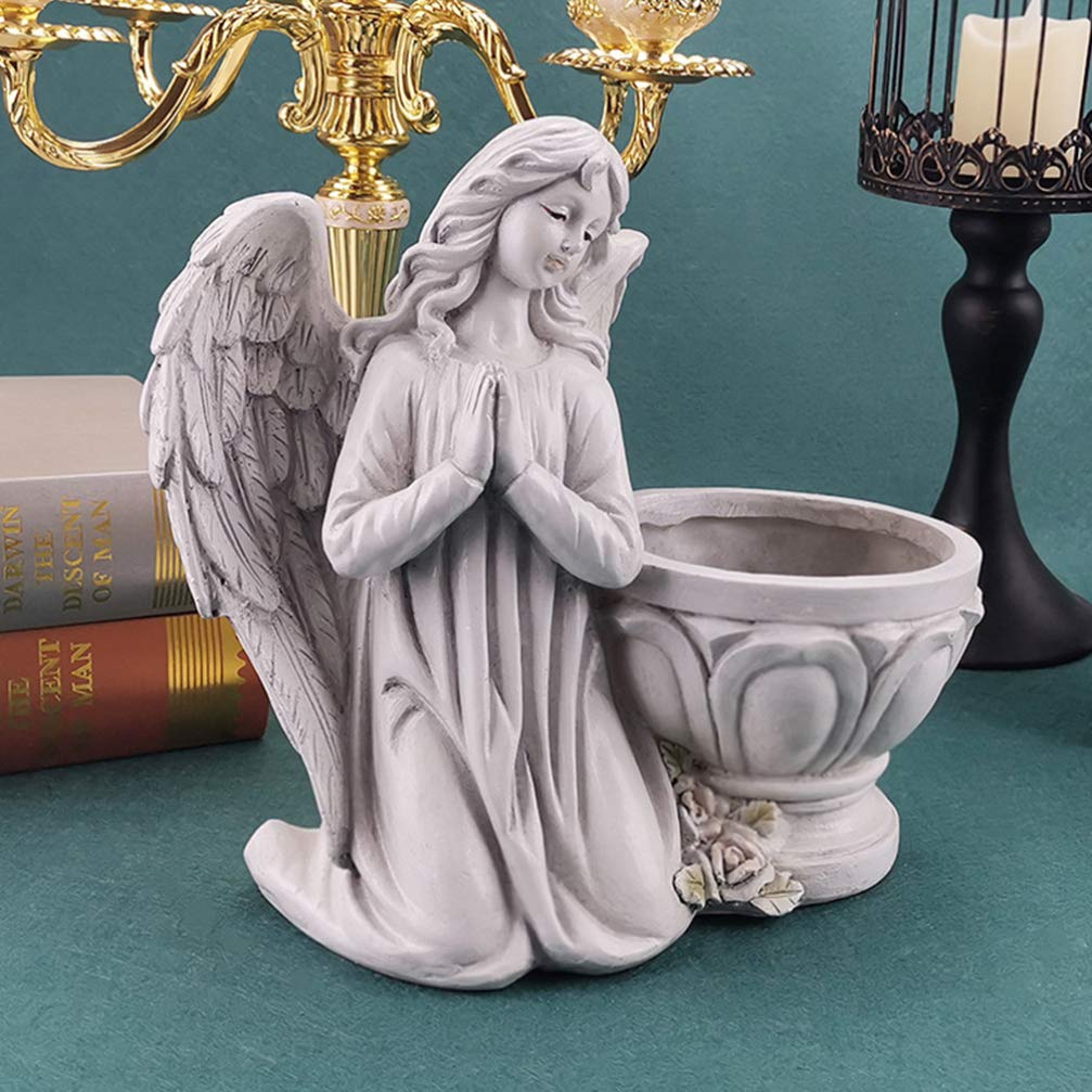 BESPORTBLE Resin Angel Statue - Elegant Praying Angel Planter for Succulents, Flowers, Pens, Jewelry | Indoor & Outdoor Home Decor, Table Centerpiece, Office Desk Organizer | Perfect for Living Room, Bedroom, Garden & Gift Giving