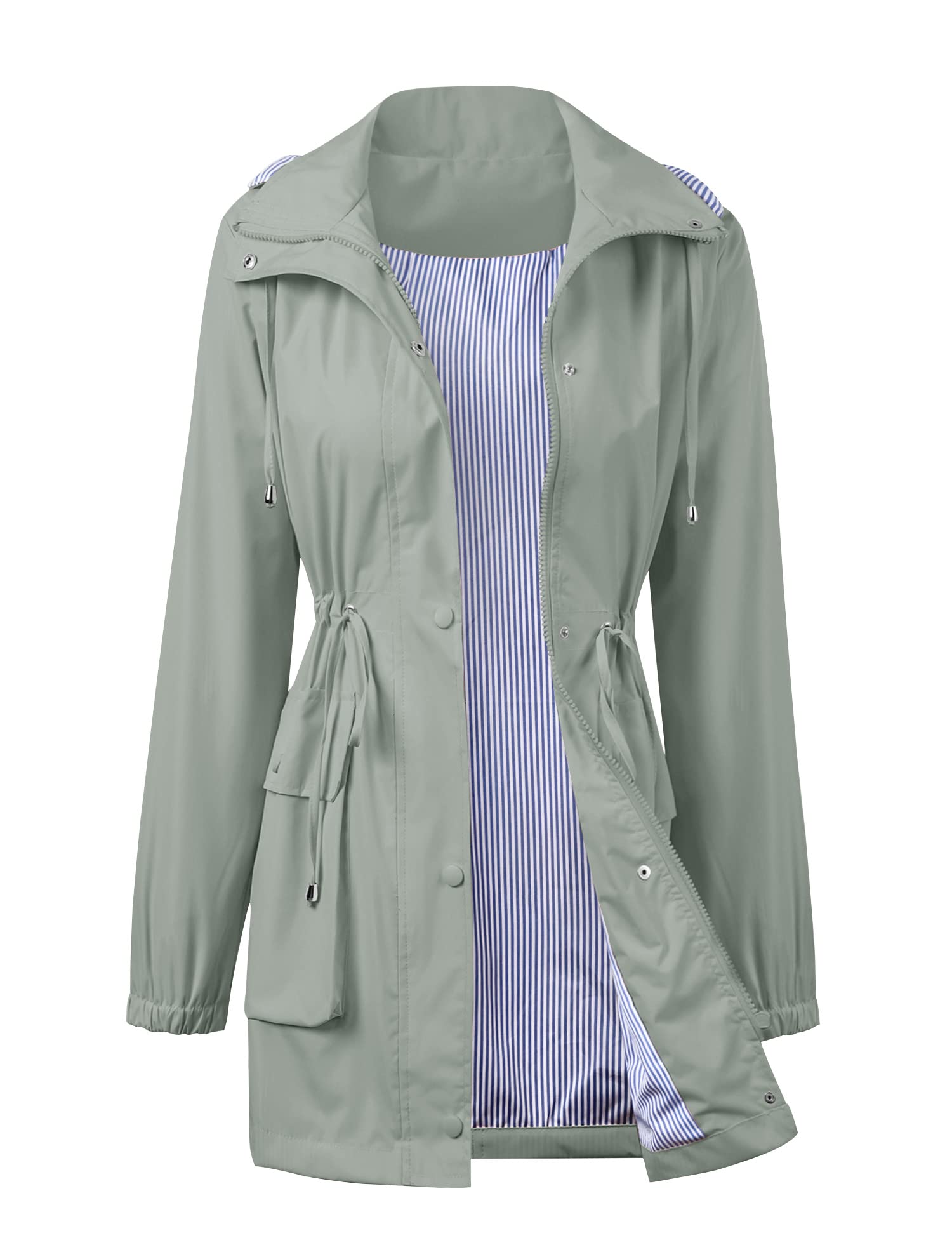 **Avoogue Women's Lightweight Waterproof Raincoat with Hood - Fashionable Windproof Trench Coat for Outdoor Activities, Hiking, Commuting & Travel**