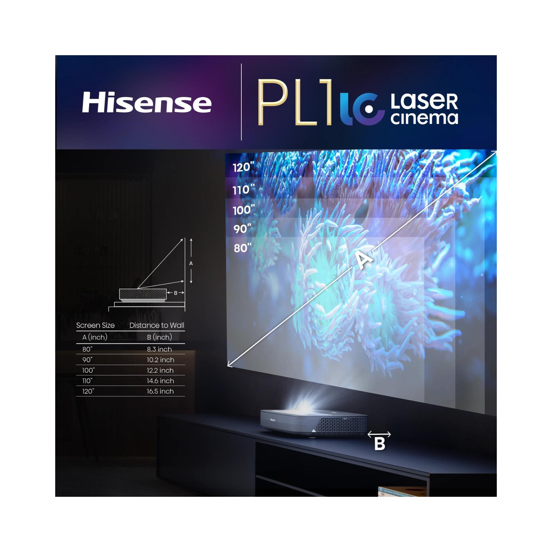 Hisense PL1 4K Ultra Short Throw Laser Projector - Home Theater Cinema Experience | Open Box Deal | Perfect for Movie Nights, Gaming & Outdoor Screenings