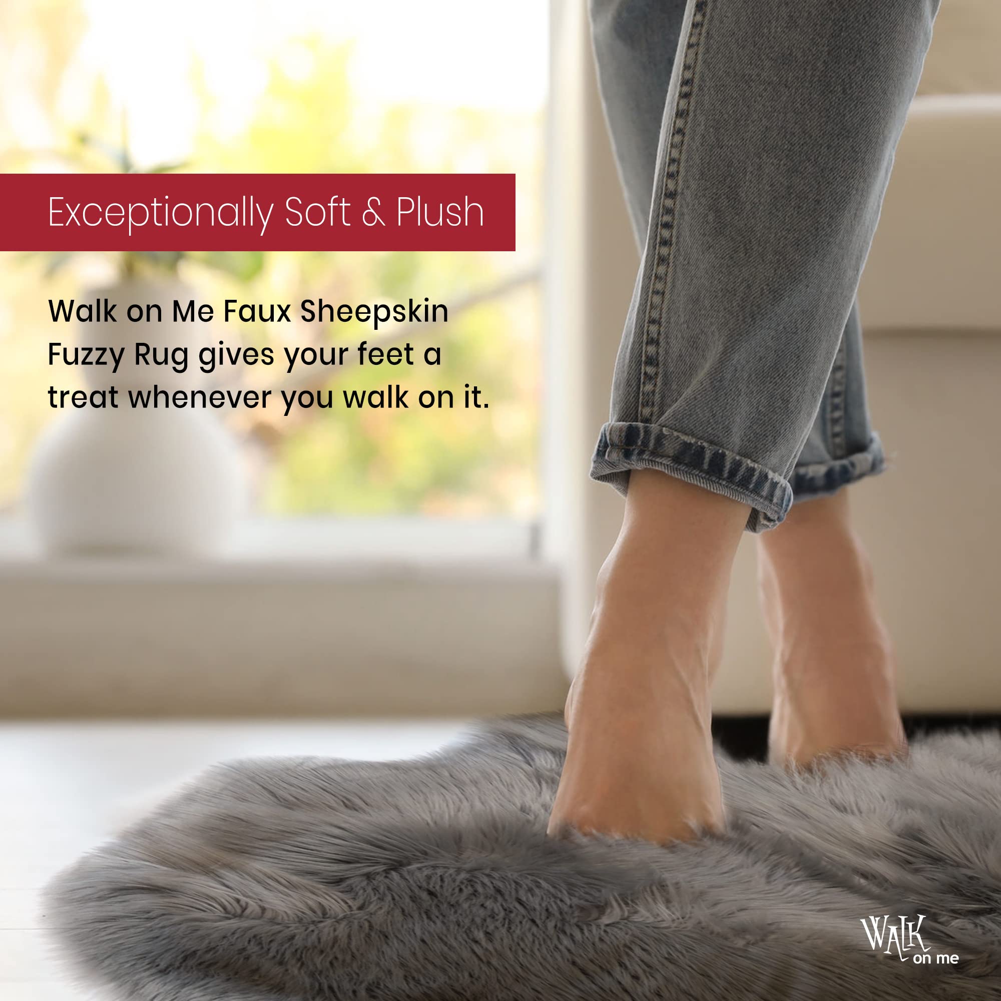 Premium Faux Fur Area Rug - Ultra Soft Shaggy Sheepskin Rug for Living Room, Bedroom, Nursery & Kids Room - Non-Slip Backing & Machine Washable - Home Decor Accent - Gray Rectangle 4x6 Feet - Cozy Floor Mat for Winter, Perfect for Lounging & Play Areas