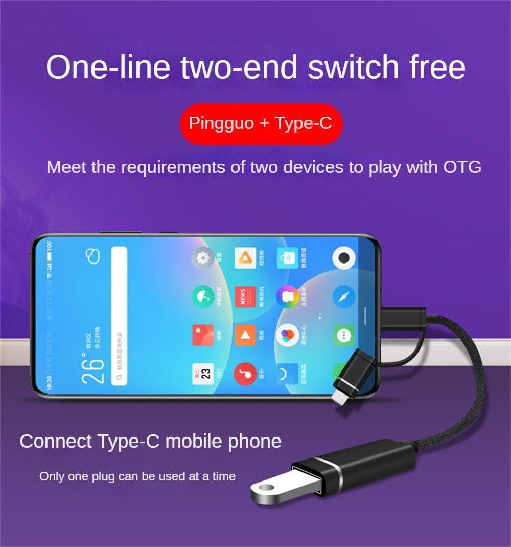 iPro 2-in-1 OTG USB Adapter for iPhone iPad MacBook - USB C & USB 3.0 Data Sync & Charging Cable - Perfect for File Transfer, Photo Backup, and Device Charging