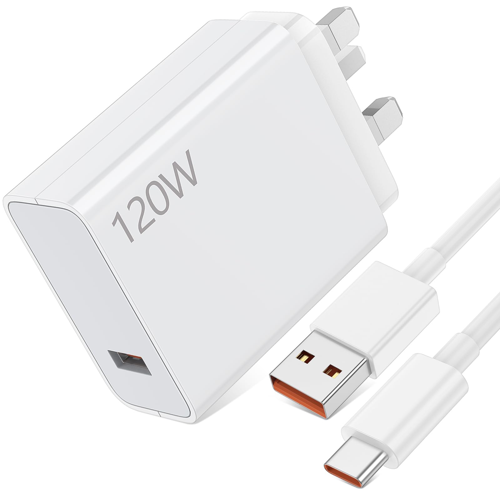 120W Turbo Charger Plug & 6A/1M HyperCharge Cable for Xiaomi 15/14T/13T Pro/12T/11T, Redmi Note 14/13/12 Pro, POCO X7/F6/M6 Pro - UK Wall Charger with Fast USB-C Charging - Perfect for Travel, Home & Office Use