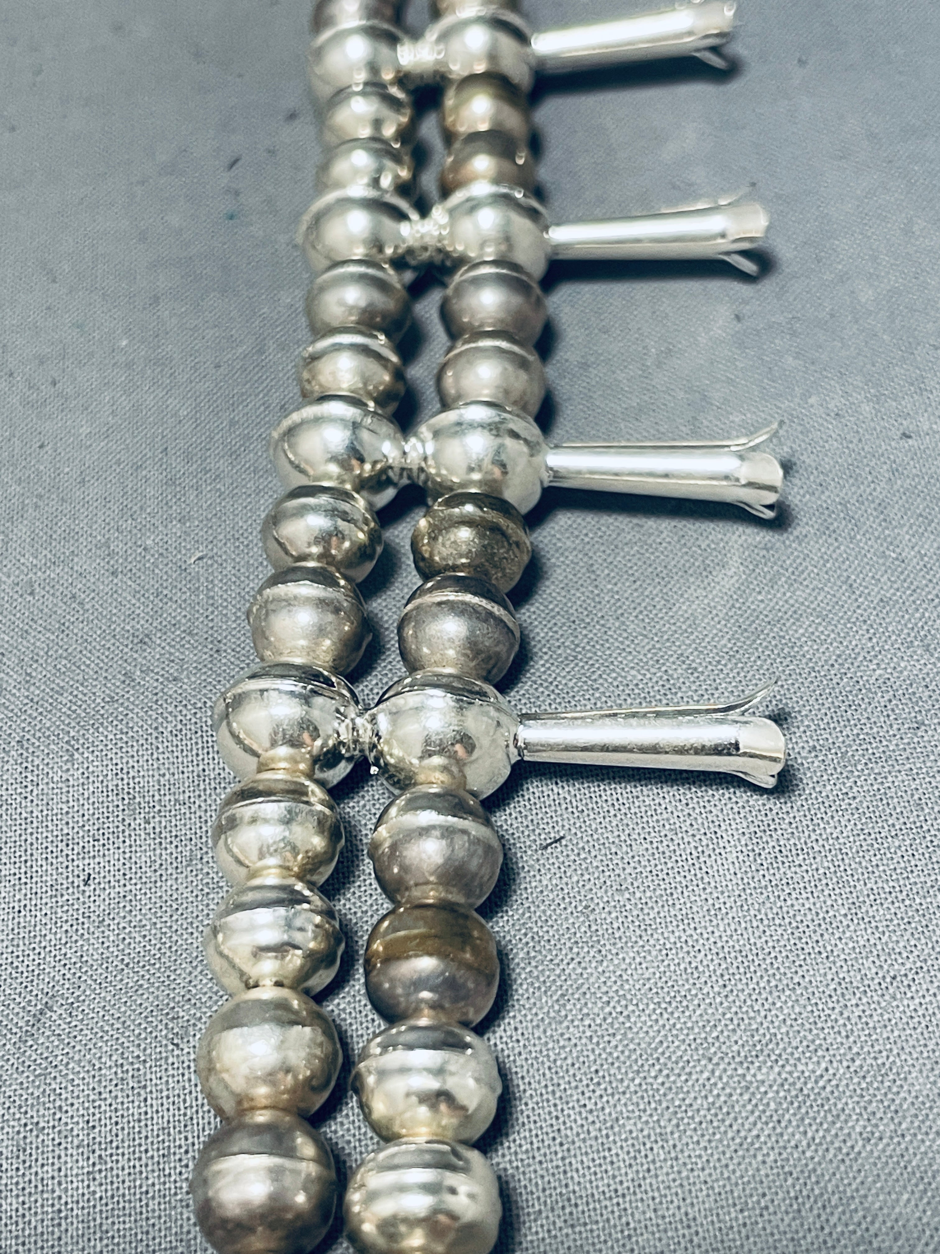 Authentic Navajo Sterling Silver Squash Blossom Necklace with Turquoise - 162g Heavy Handmade Jewelry for Women, Perfect for Boho Fashion & Special Occasions