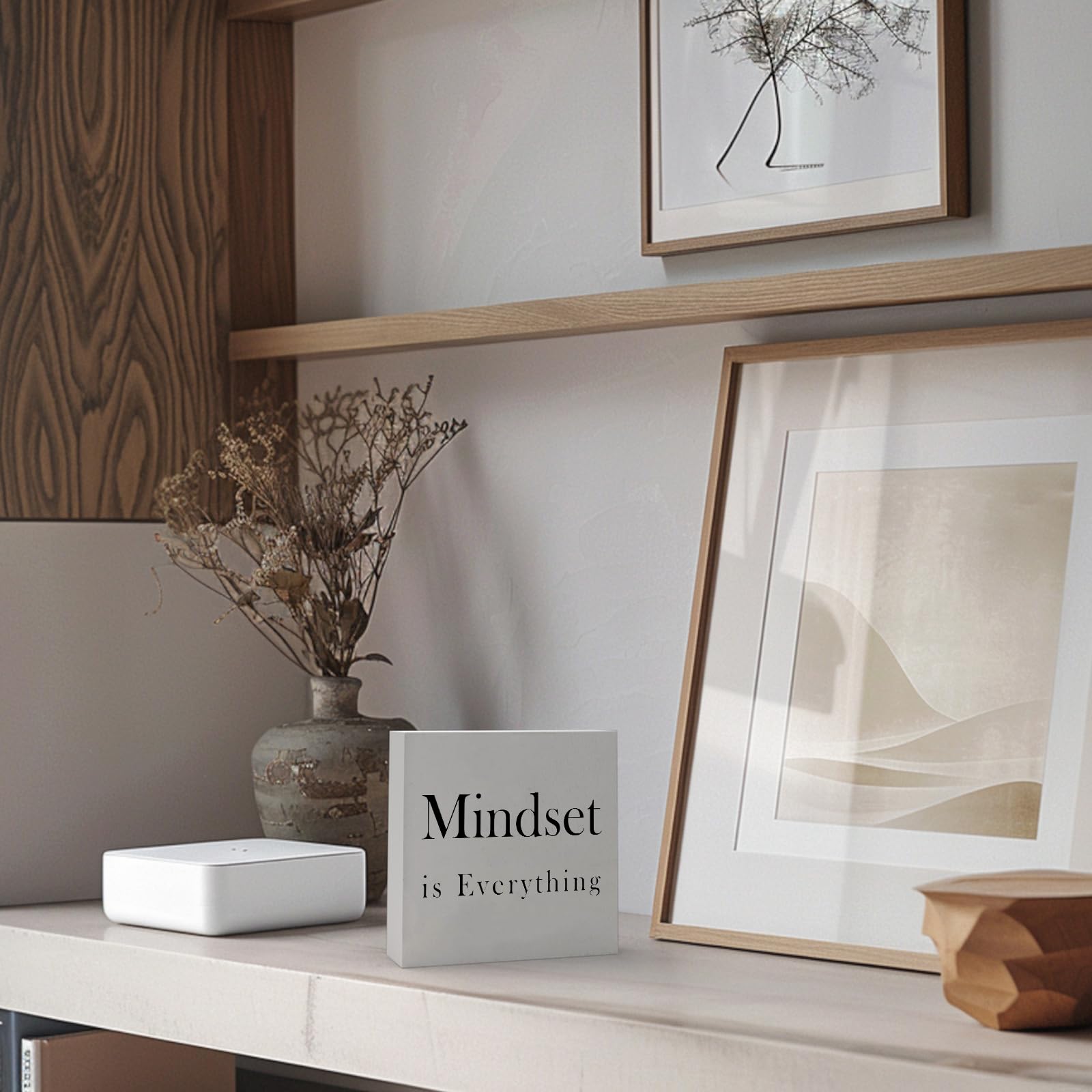 Motivational Wooden Office Desk Decor - 5x5 Inch Inspirational Quotes Signs for Work, Cubicle & Home Office - Perfect for Boosting Productivity & Mindset