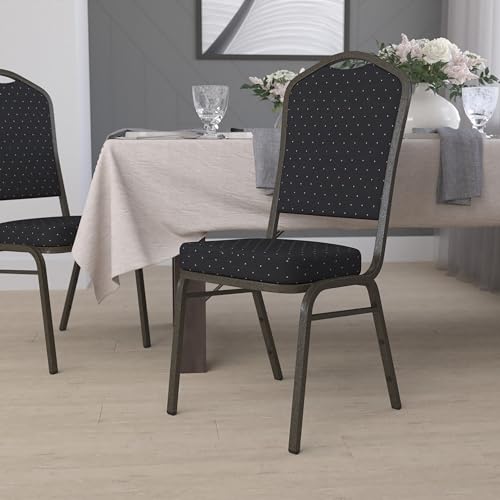 Black Patterned Fabric/Gold Vein Frame