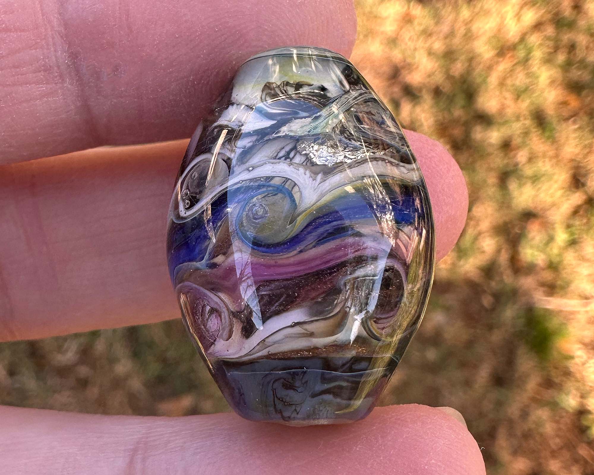 Handmade Blue Organic Lampwork Glass Focal Bead - SRA Certified for Jewelry Making, DIY Crafts, and Beading Projects | Perfect for Necklaces, Bracelets, and Earrings