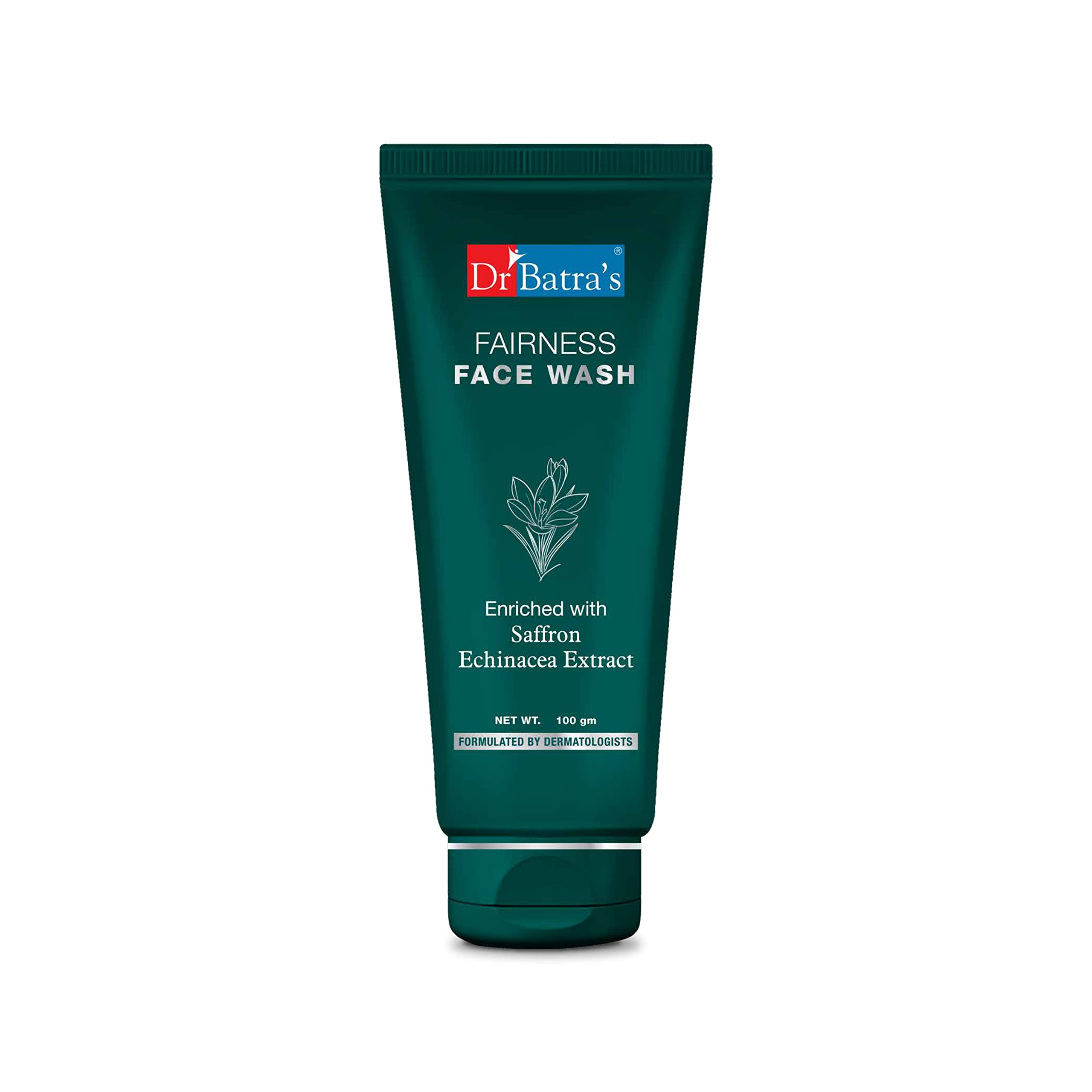 Dr. Batra's Fairness Face Wash with Echinacea & Saffron Extract - Brightening & Rejuvenating Face Wash for Natural Glow, Reduces UV Damage & Promotes Healthy Skin (100g) - Perfect for Daily Skincare Routine & Sun Protection